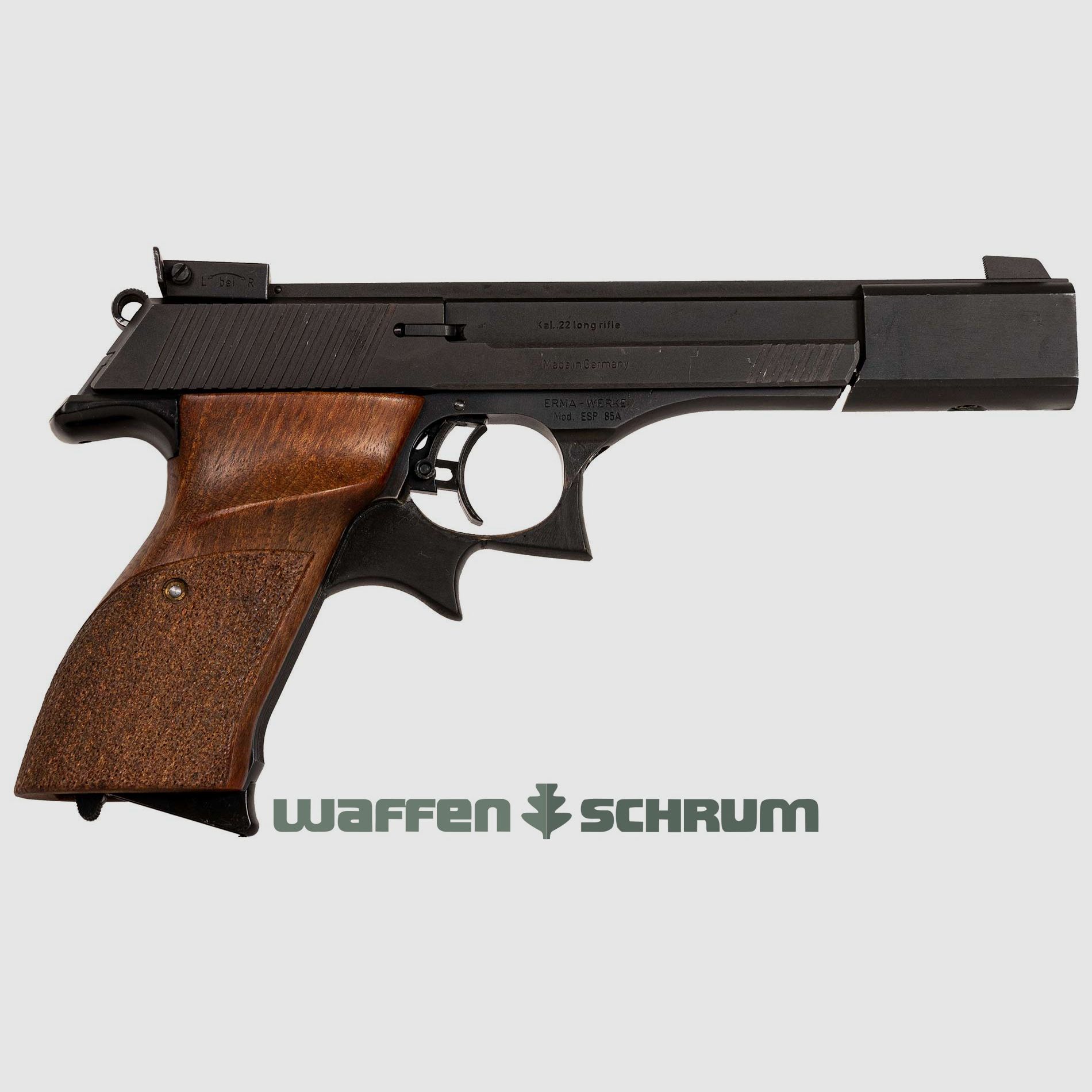 Erma ESP 85 A .22lr , Holzgriffschalen, Laufgewicht, Reservemagazin, LL: 6 Zoll