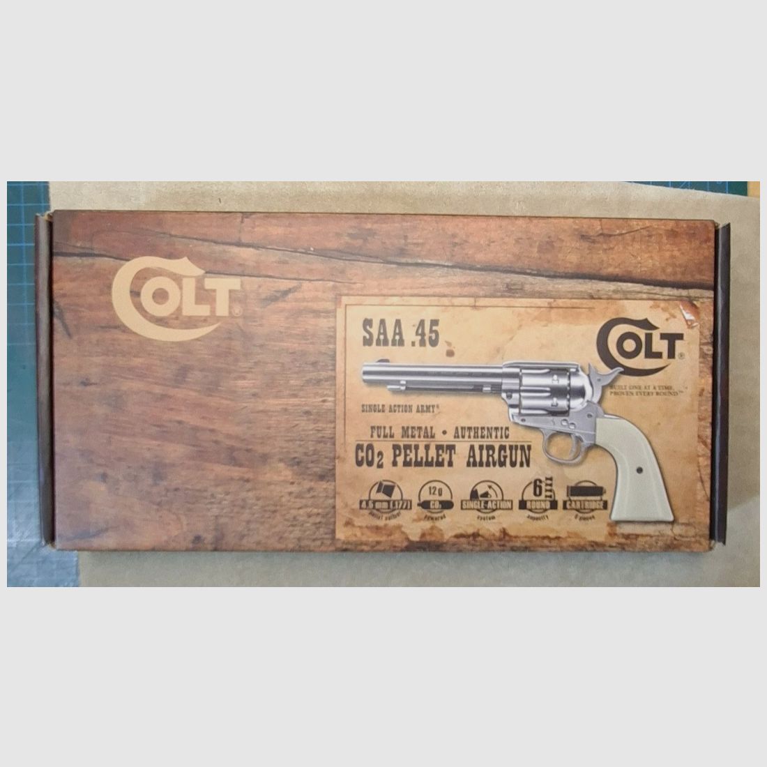 !!! Als nieuw!!! Colt SAA . 45, volmetaal, nikkelafwerking, 5,5", kal. 4,5mm Co², P18!