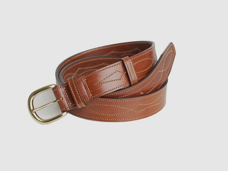 CINTURON VAQUETA ADORNO CALADO COÑAC DE 3,50X130