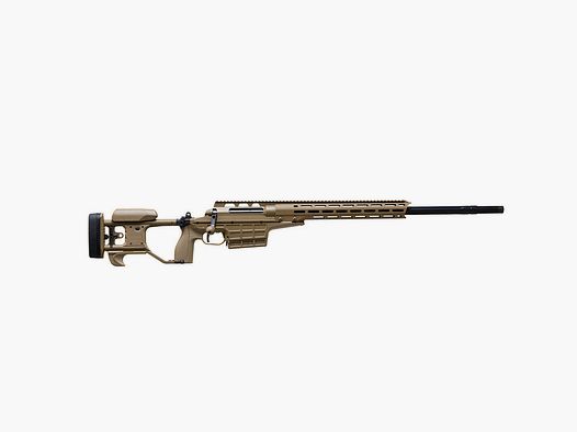 SAKO TRG M10 6.5 Creedmoor, field drab Cerakote, barrel length 20" 22mm fluted with muzzle brake, set trigger, 30 MOA M-LOK, aluminum/synthetic folding stock with adjustable cheek piece in field drab, 10 rounds, MG M18X1