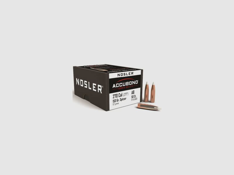 Balle Nosler .270/.277 Accubond 150GR Bonded Tipped Boat Tail 50 pièces