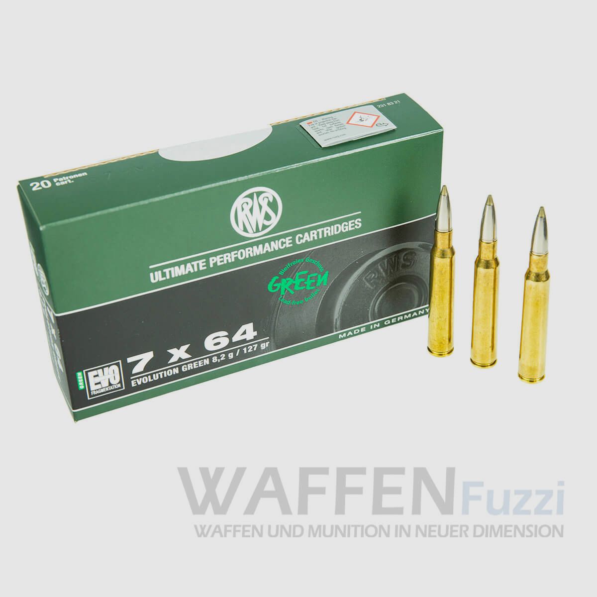 RWS Kaliber 7x64 Evolution Green bleifreie Büchsenpatronen 127grs