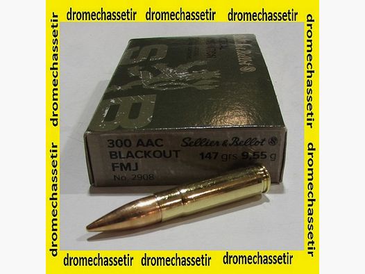 boite 20 cartouches Sellier & Bellot, cal 300 Blackout, FMJ 147 grains