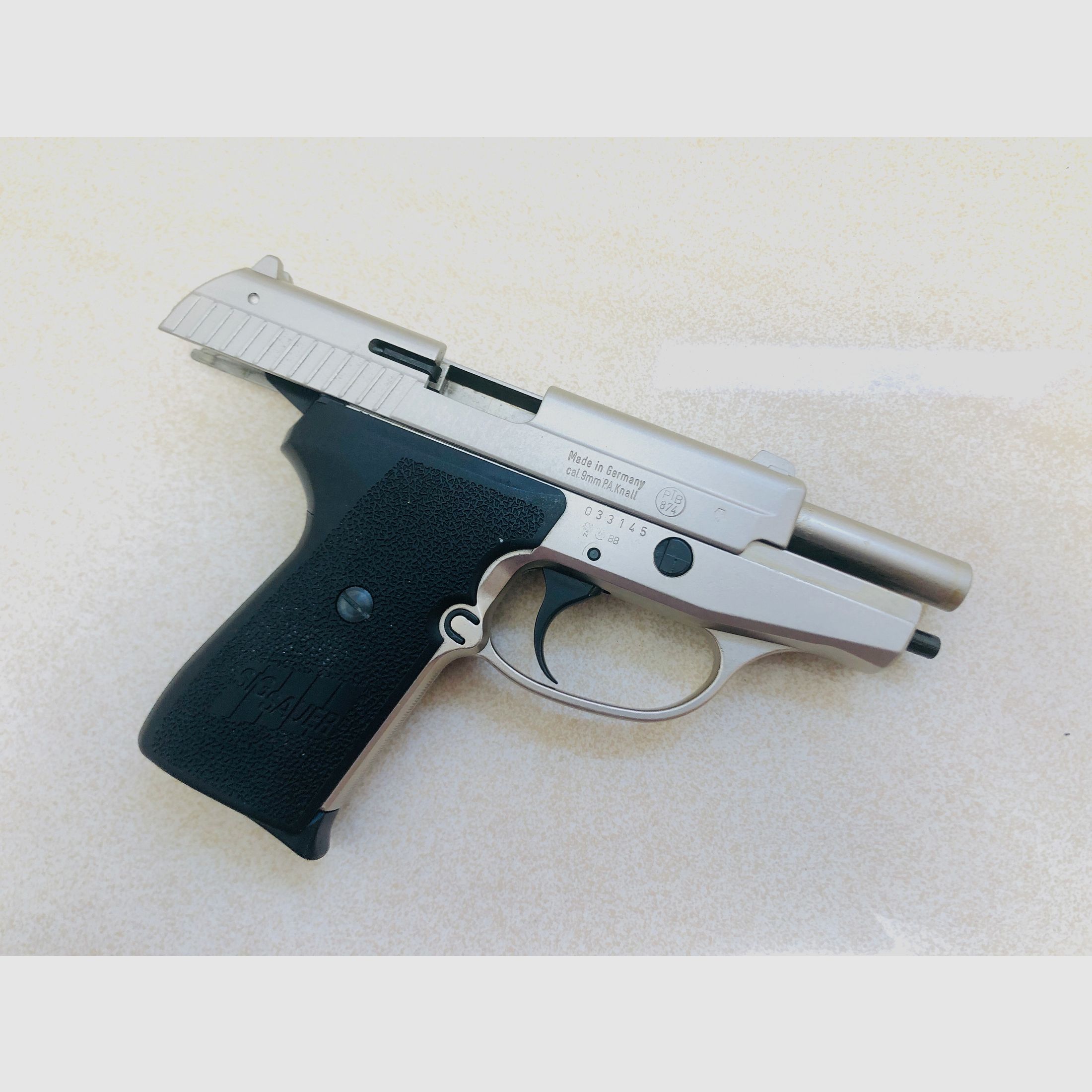 ••• SIG SAUER P239 pistola a salve / Nickel / accessori / confezione originale / PTB 874 •••