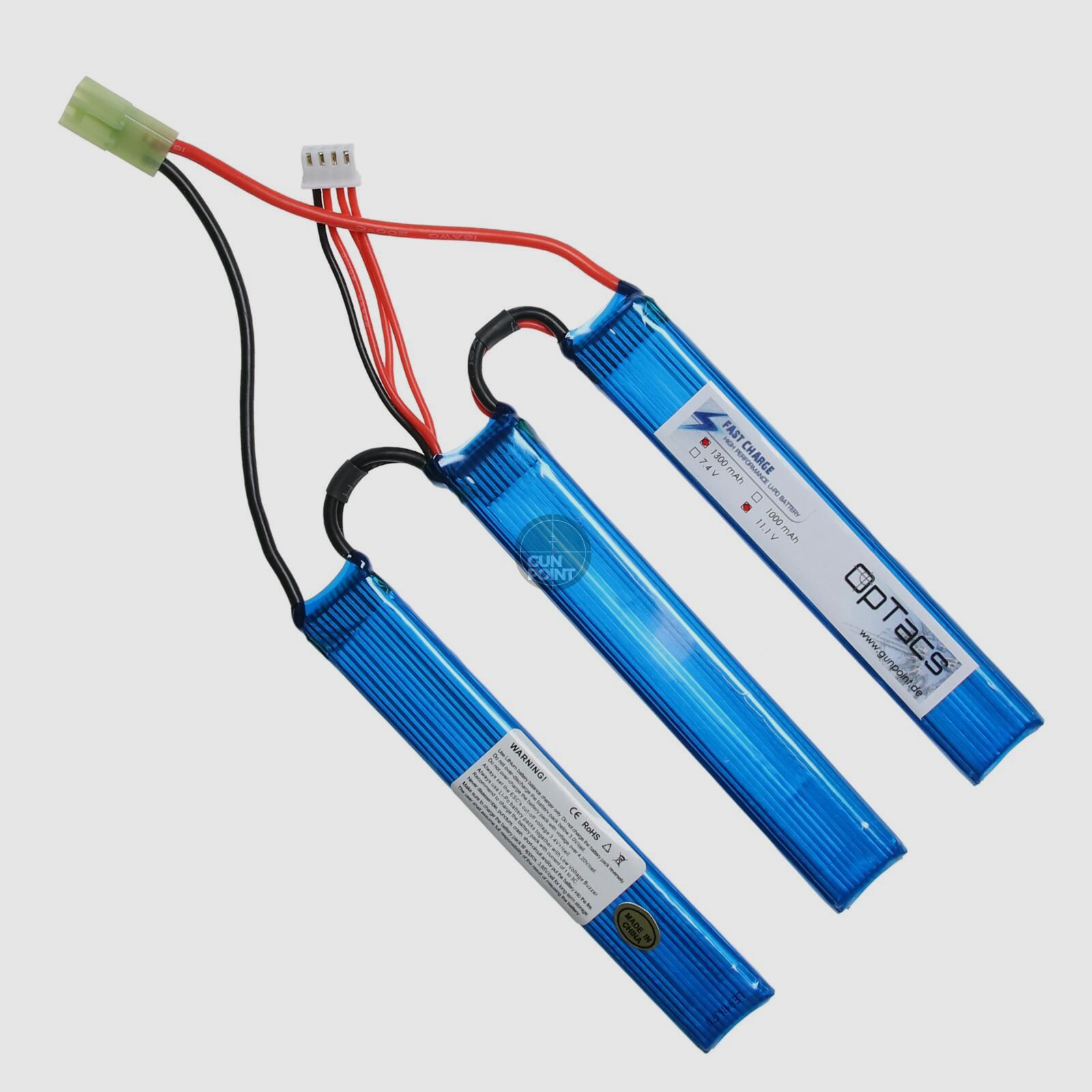 OpTacs LIPO 1300mAh 11.1V 25C 3 ways split Micro TAMIYA