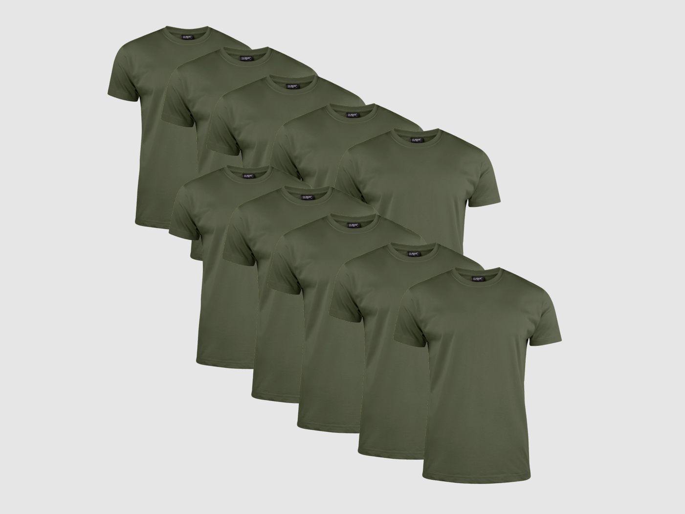 Clique T-Shirt Uomo 10 Pezzi Verde Militare