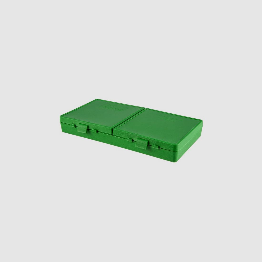 Caja de cartuchos MTM P-200-9-10 verde con tapa abatible para 200 cartuchos de 9 mm y menos.