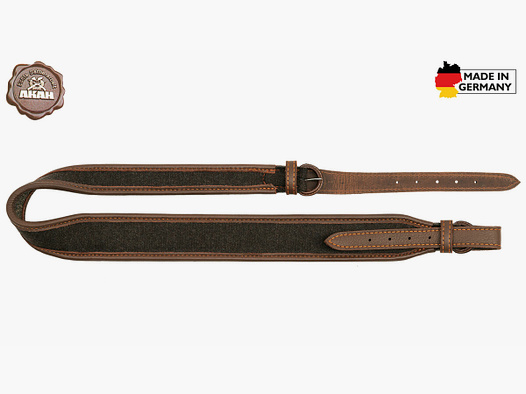 AKAH Gewehrriemen Elchleder & Loden mit Kork-Unterlage