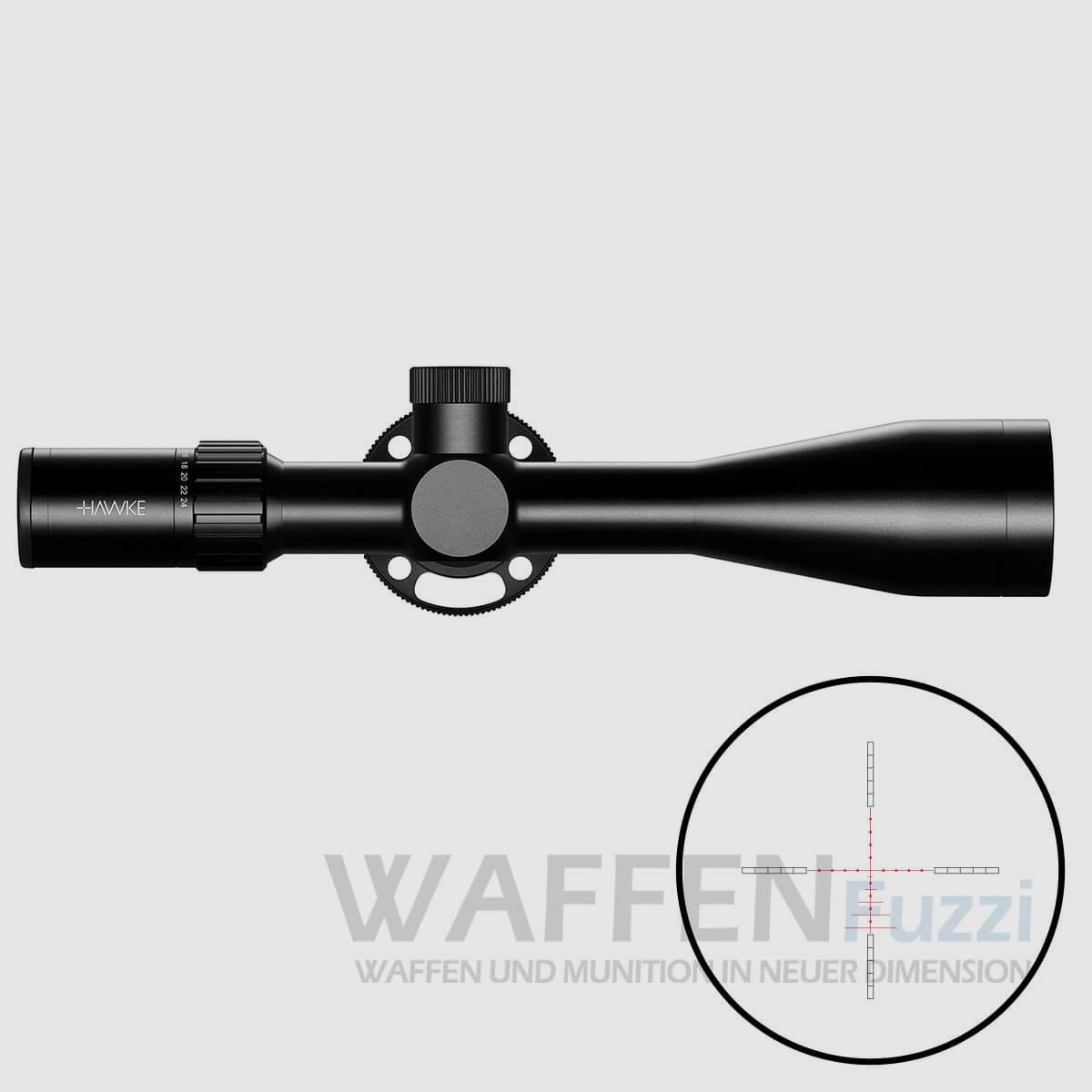 Hawke Airmax 30 SF Kompakt 6-24×50 AMX IR beleuchtetes Mil Dot Absehen - kurzer Augenabstand