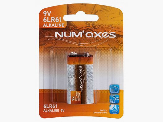 NUM'AXES - Blister 1 9 V Alkaline batterij 6LR61