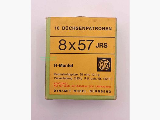 RWS (WZd.Fa.Rottweil) Büchsenpatronen 8x57JRS