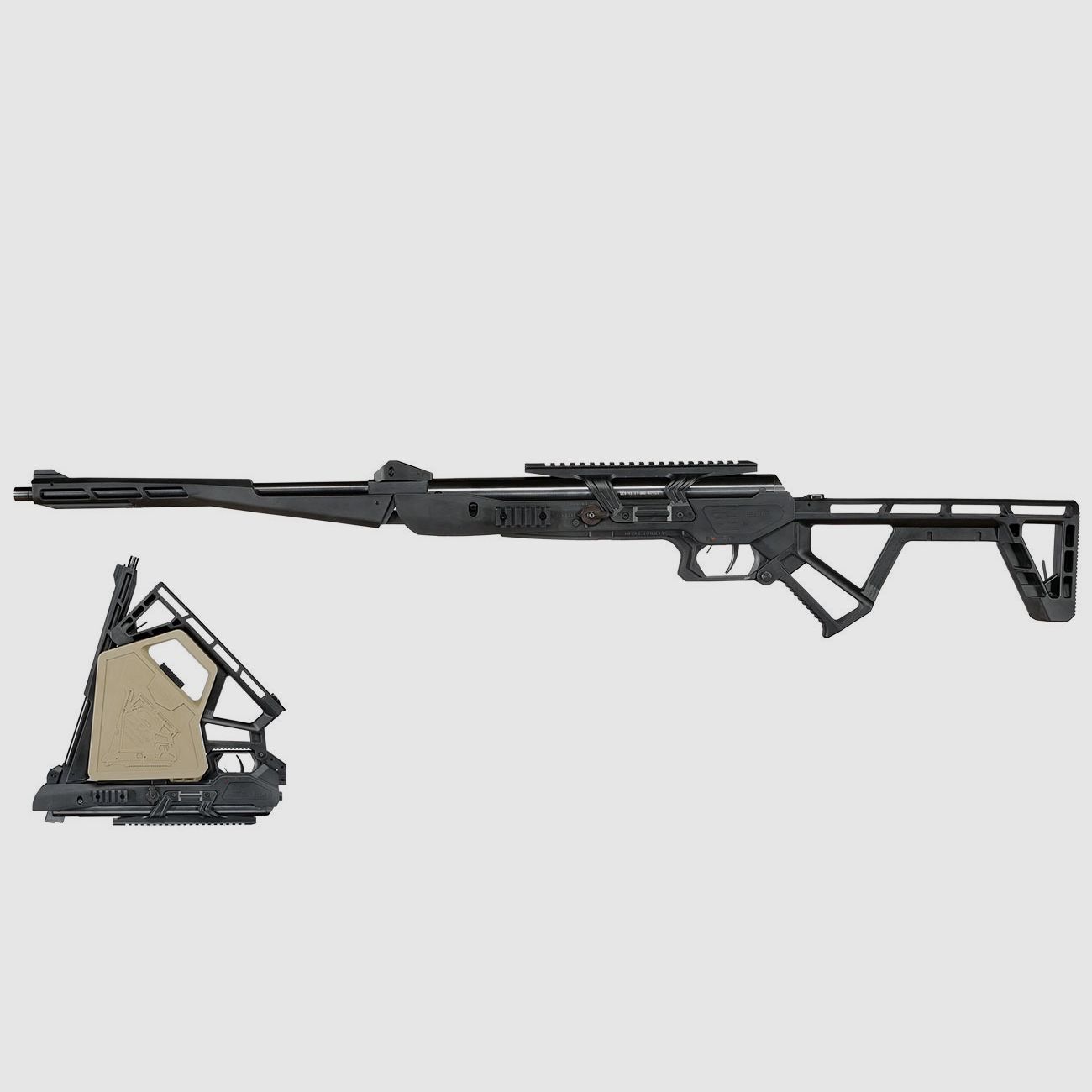 Zwarte Bunker BM8 in zwart - opvouwbaar luchtgeweer met veel accessoires