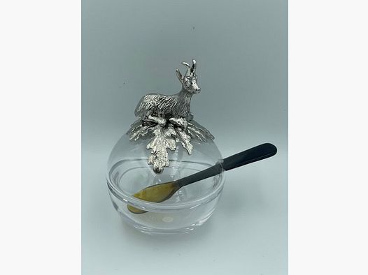 Bocal à confiture – vrai cristal – chamois en étain