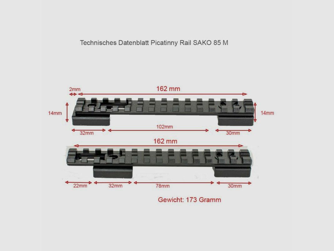 Rifle Doc Picatinny Weaver RAIL in ACCIAIO per SAKO 85, immagine 5 di 5