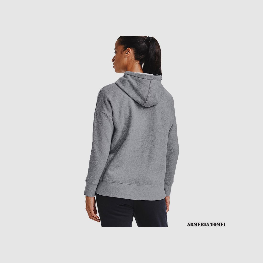 UNDER ARMOUR – DAMY – BLUZA Z KAPTUREM RIVAL FLEECE FULL ZIP HO Steel Medium Heather / White – 035, zdjęcie 4 z 4