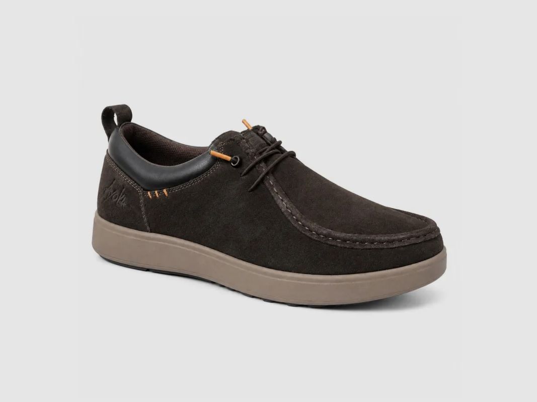 Lage Heren Leren Sneakers Dalou in Bruin, afbeelding 3 van 6