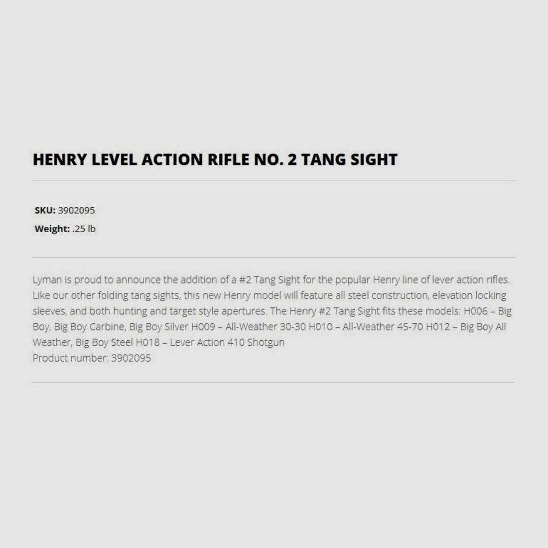 Lyman Diopter No.2 Henry Big Boy