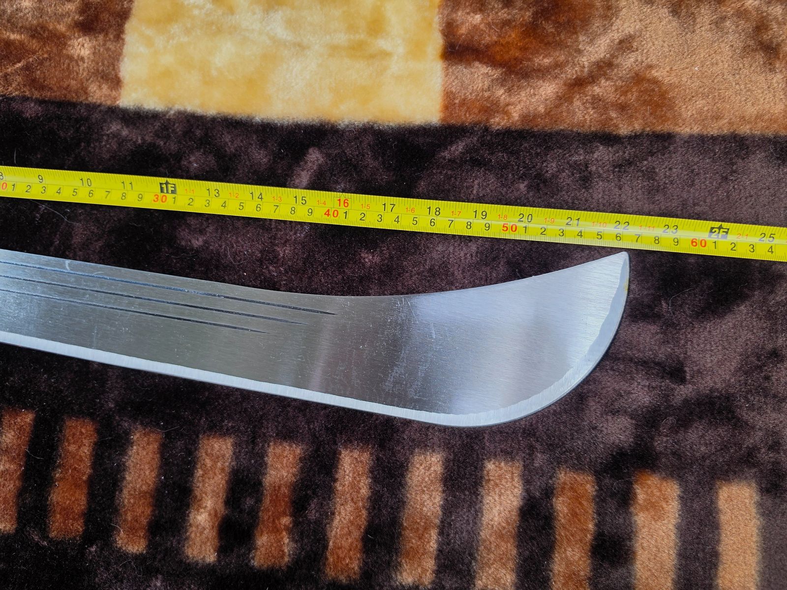 Machete grande / cuchillo de monte con empuñadura de madera clara (longitud total aprox. 50 cm), imagen 6 de 7