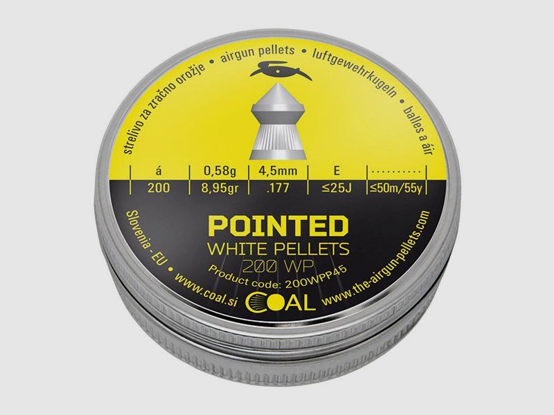 Spitzkopf Diabolos Coal White Pellets Pointed Kaliber 4,5 mm 0,58 g geriffelt 200 StĂĽck