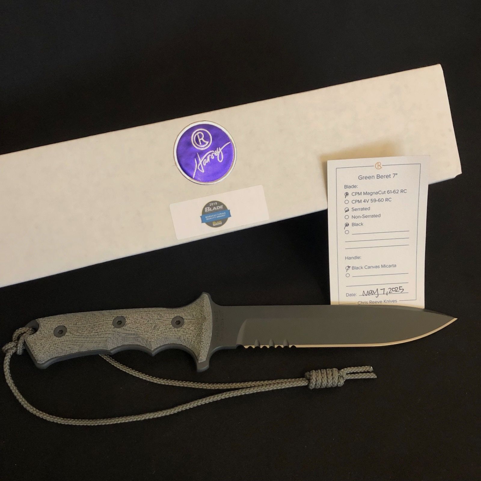 Chris Reeve Knives Green Beret Serrated Black/Black CPM Magna Cut