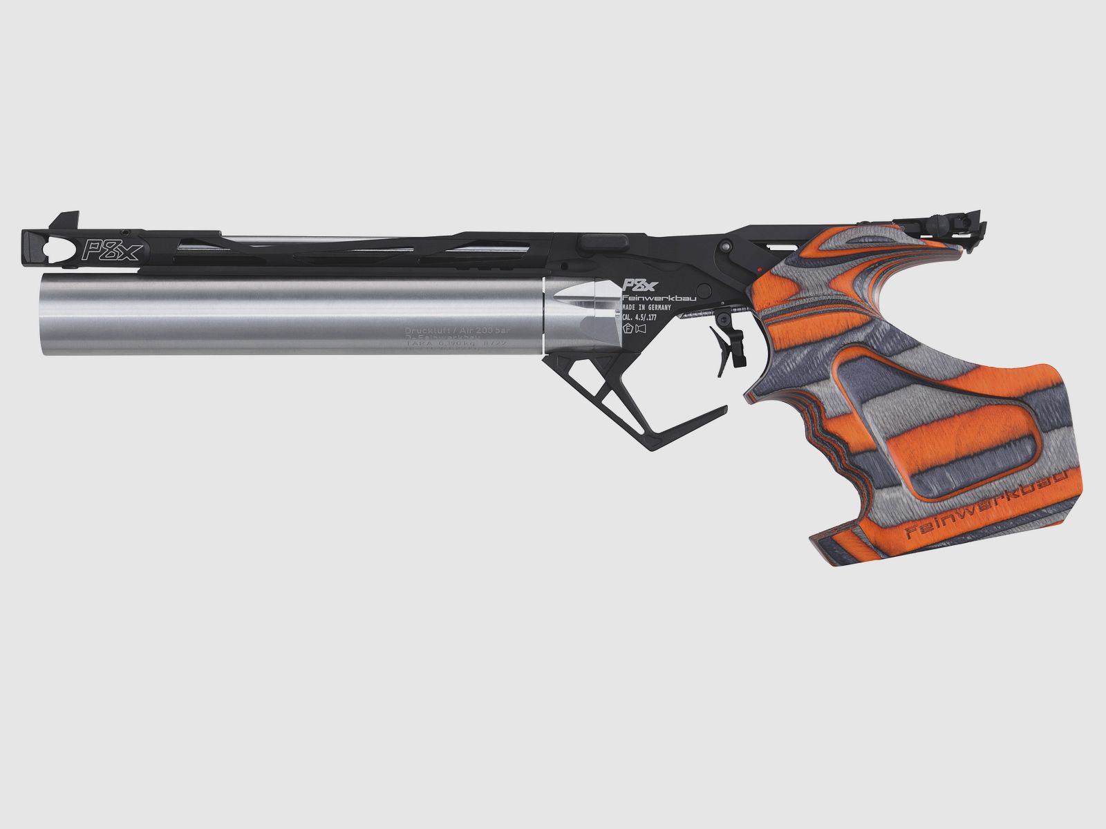 Pistolet à air comprimé Feinwerkbau P8X droit taille M bois stratifié orange, image 1 sur 4