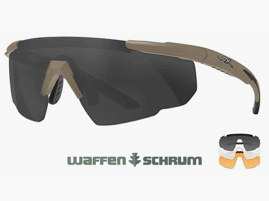 Wiley X Schießbrille Saber Advanced Set Gläser: grau, klar, helles orange, Gestell: matt tarnfarbe