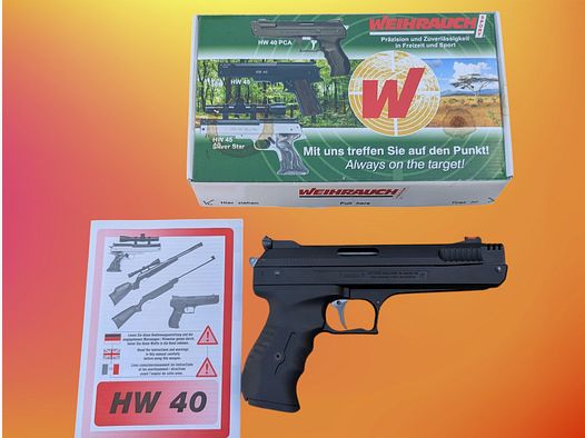 Pistola ad aria compressa a precompressione Weihrauch HW40 PCA 4,5 mm Diabolo con OVP e descrizione