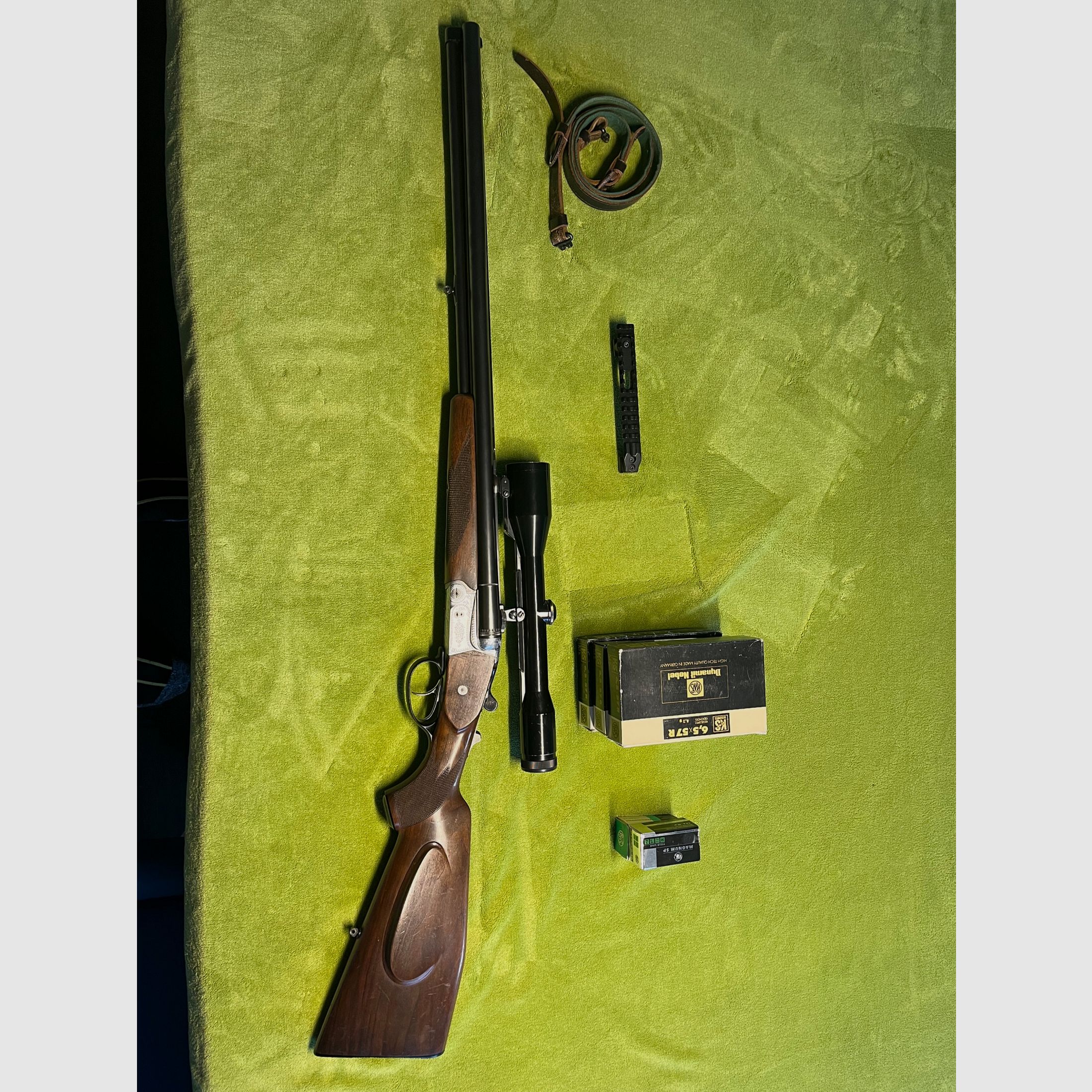 Krieghoff Trumpf Drilling Handspanner 6,5x57R, 16/70, Einstecklauf .22 Magnum , Bild 1 von 8