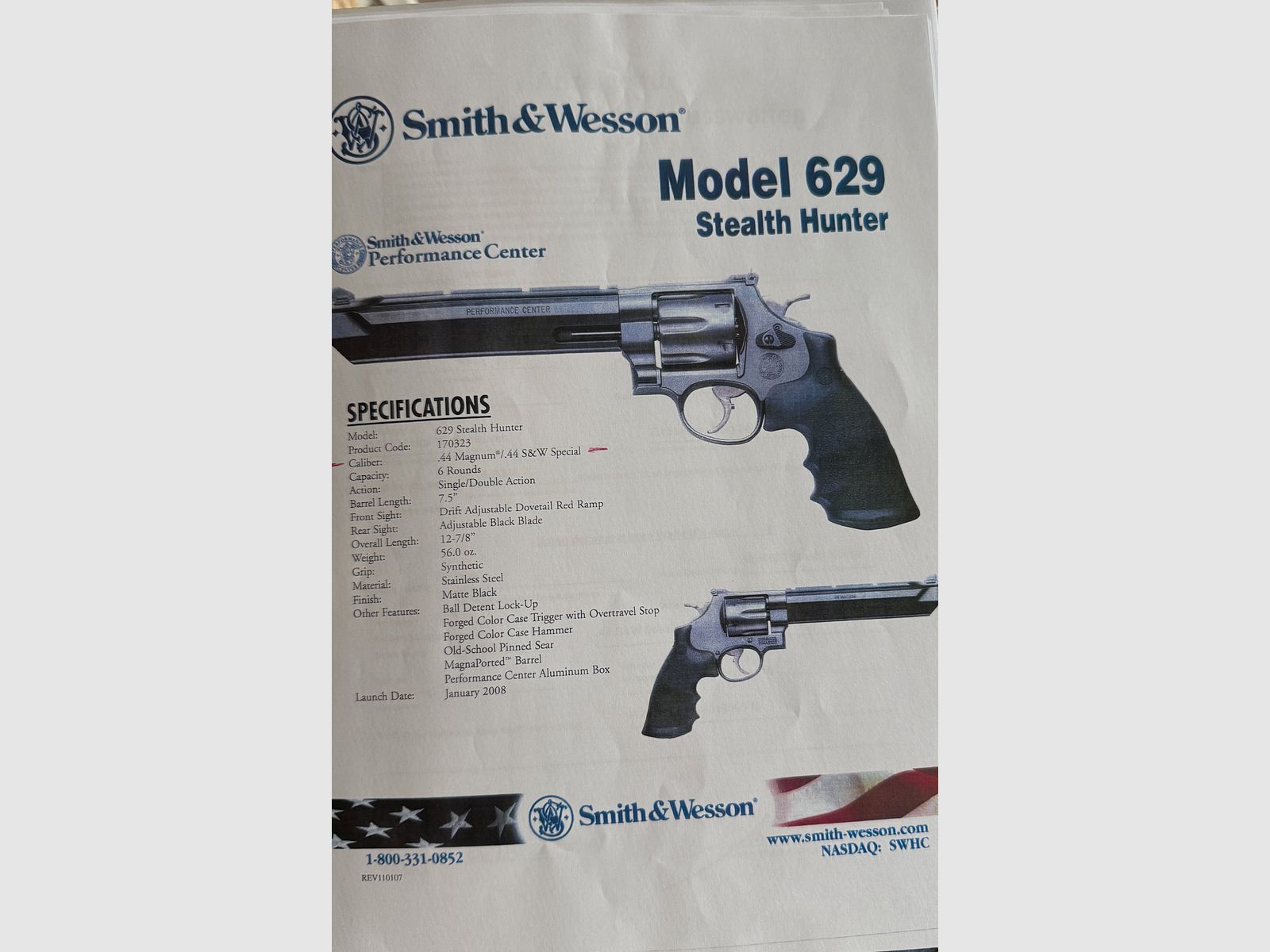 Smith & Wesson 629-6 Stealth Hunter Performance Center