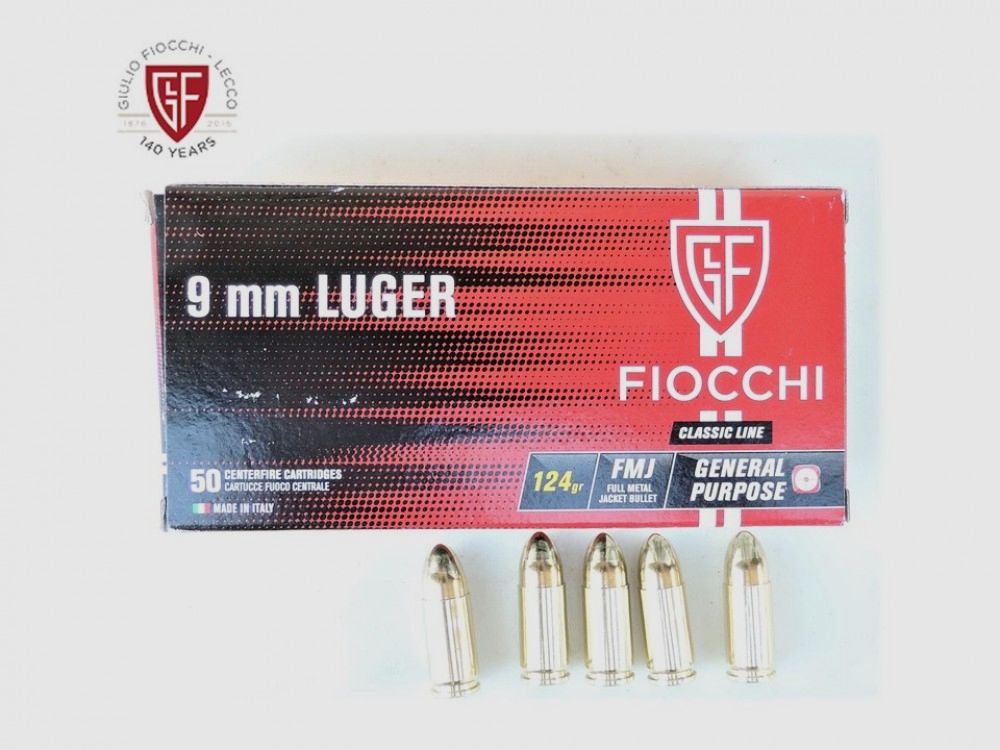FIOCCHI Munition Kal.9 Luger FMJ 124 gr.