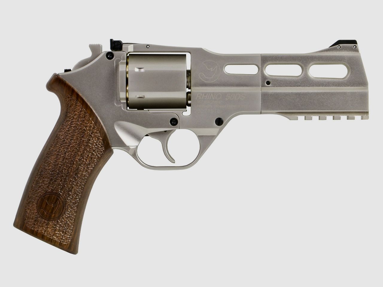 CO2 Softair Revolver Chiappa Rhino 50DS Nickel Vollmetall nickel Kaliber 6 mm BB (P18)