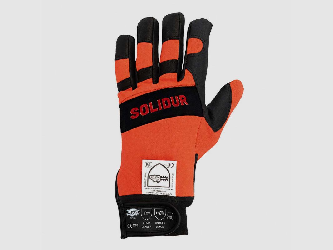 Solidur Handschuhe orange Klasse 1 Kettensägen-Schutz, Bild 2 von 4