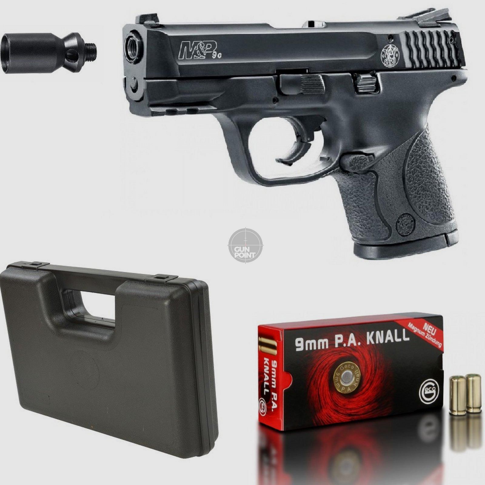 SET !!! Schreckschuss - Gas Signal Pistole - Smith&Wesson M6P9c - 9 mm P.A.K. inkl. Koffer & 50 Schuss Munition