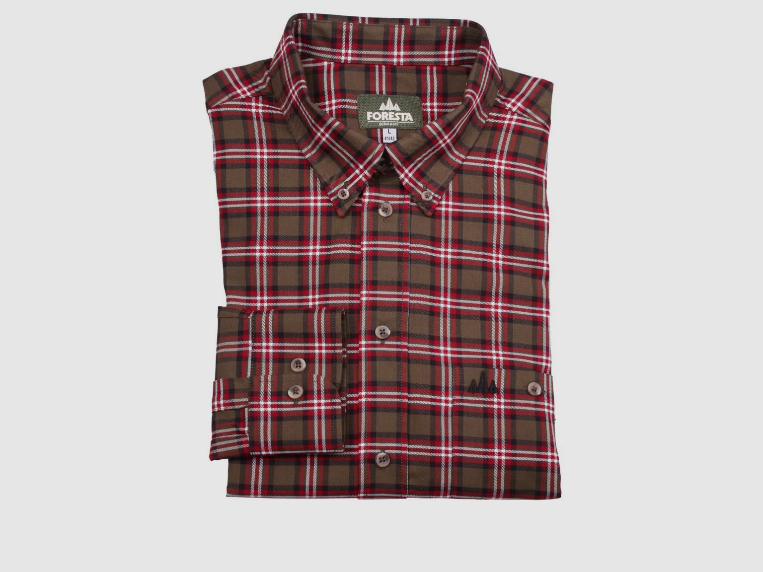 Foresta Karo Button Down Herrenhemd Rot/Oliv - S