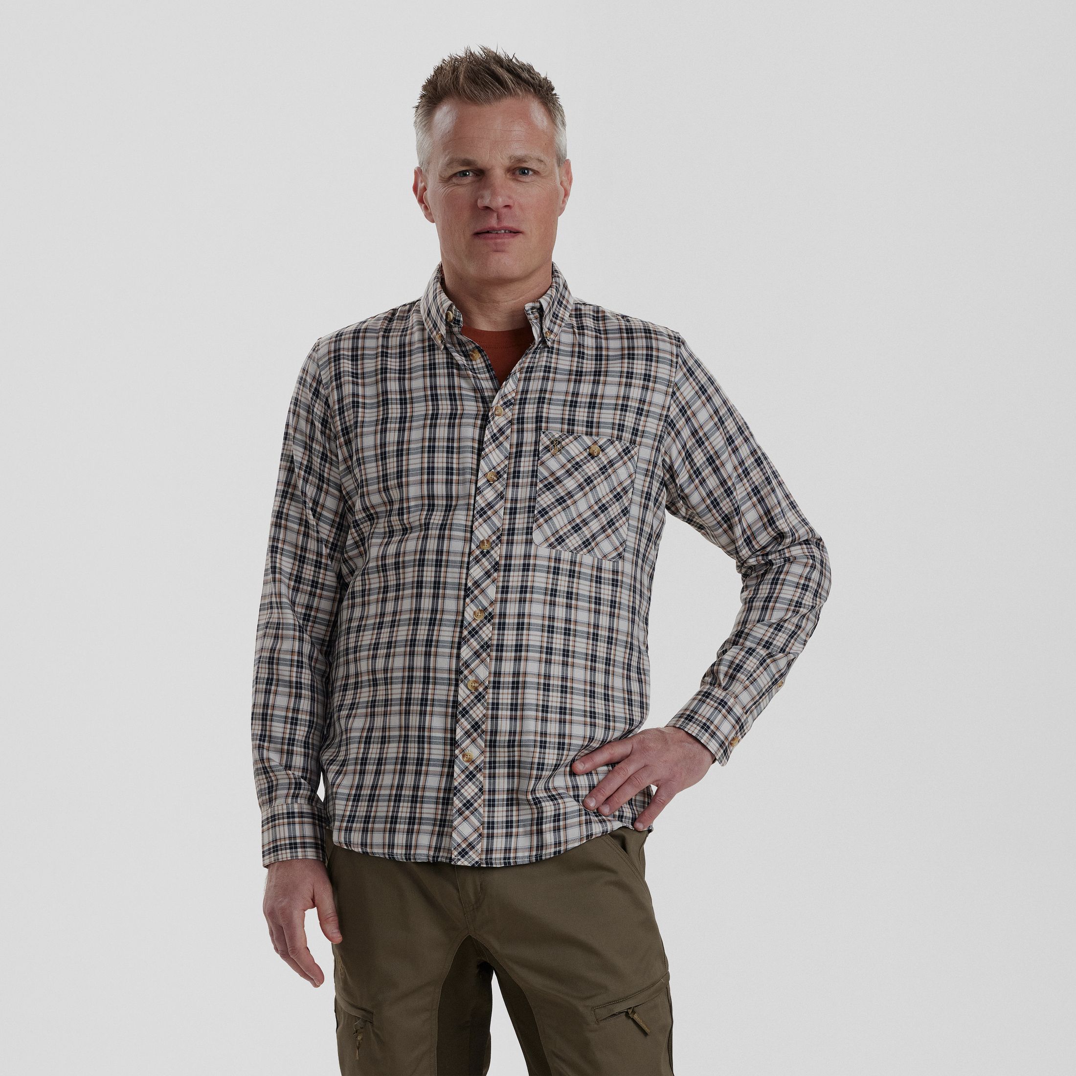 Jose Hemd - Blaues Karomuster - Herenmaat: 39/40