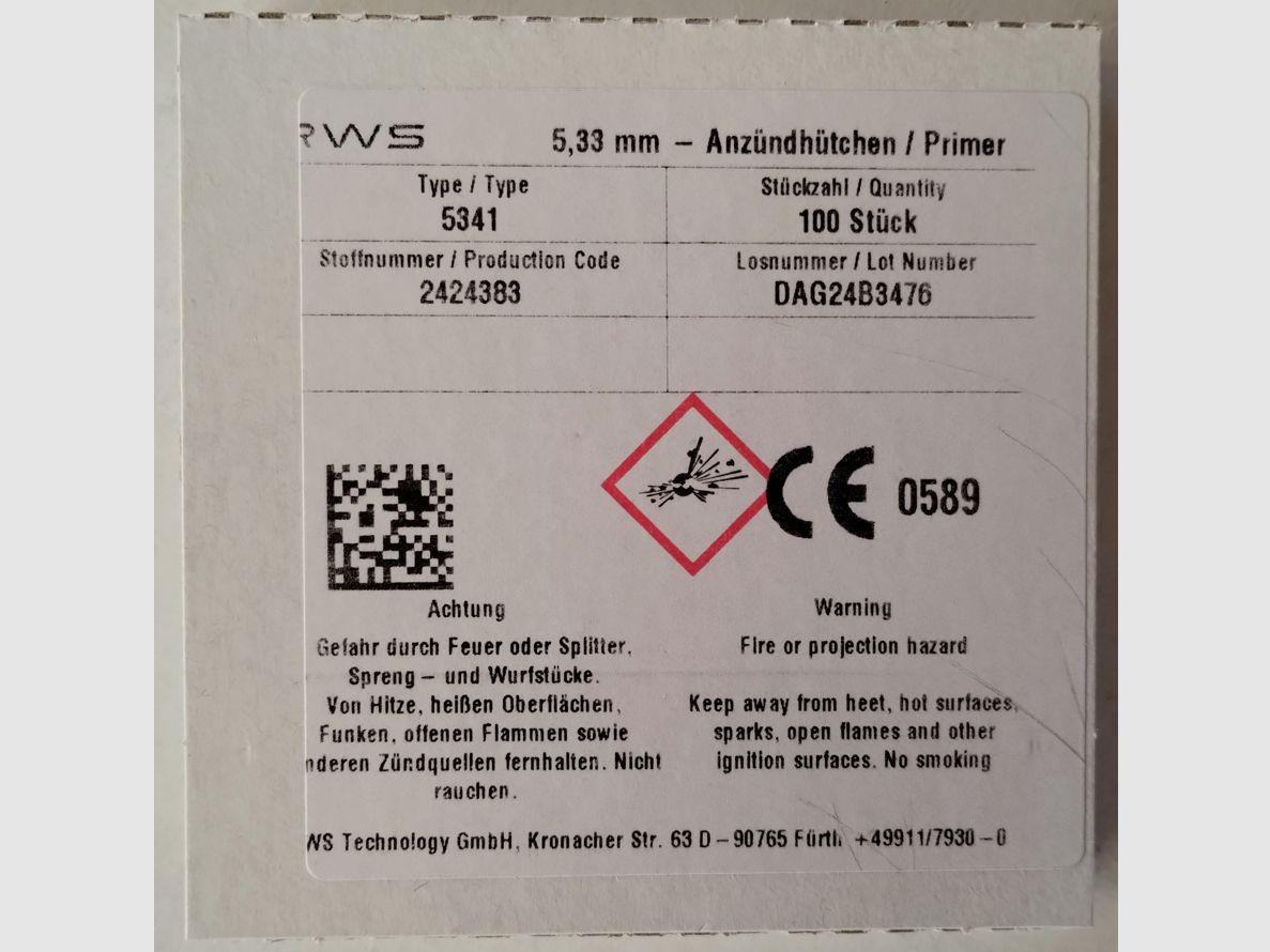 RWS/ RUAG 5341 duże kaliberowe spłonki