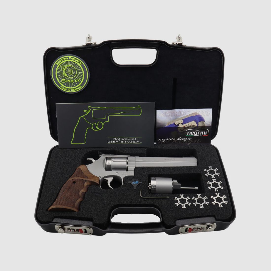 SPOHR L562 Standard 6.0 Stainless 6" Revolver with interchangeable cylinder 9mm Made in Germany