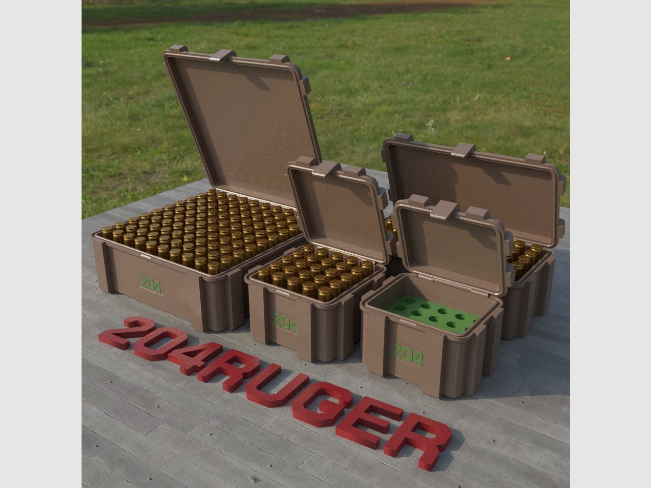 Filamelt ammunition box / .204 Ruger / 'flip lid' / cartridge box, ammo box