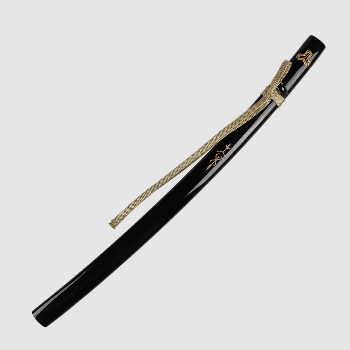 Saya Schwertscheide fr Katana Schwarz Gold mit Gravur und Sageo