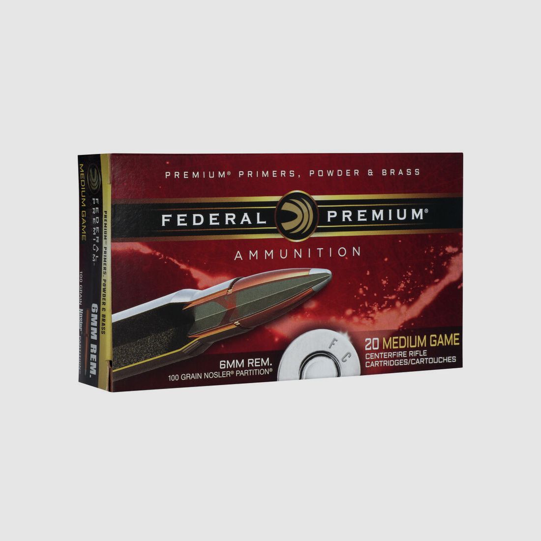 Federal Premium Nosler Partition 6mm Rem. 100GR 20 cartridges