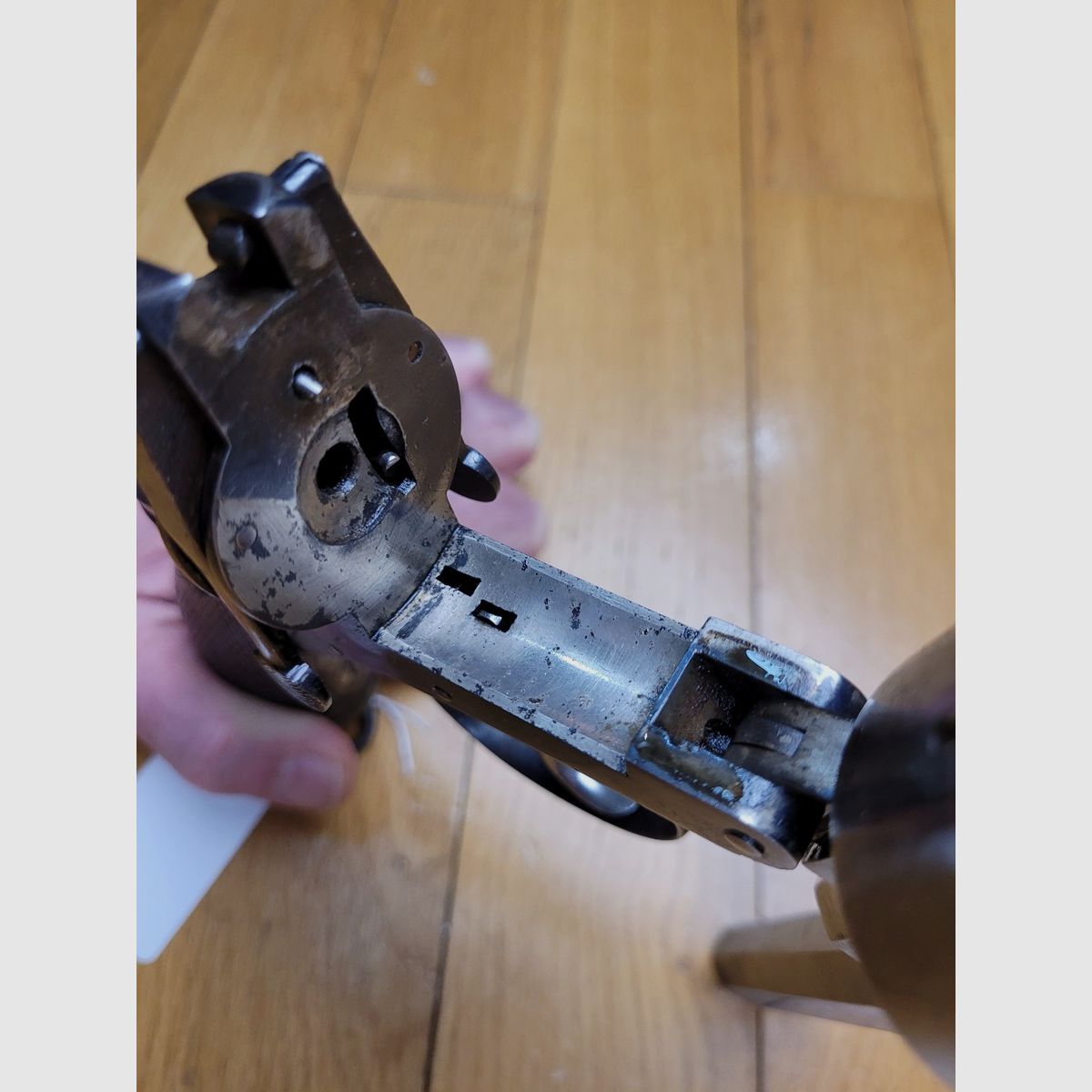 Fier Kipplaufrevolver System Pryse – Kal. 450 – schöne britische Fertigung Webley – Teststück aus ca. 1885 – schöner glänzender Brünierung – Top-Break mit Minze-Sauce – Kategorie D – TBE, Bild 9 von 23