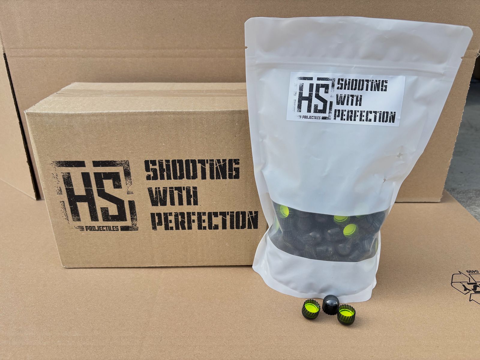 HS Projectiles V4 .68 Paintball Projektile 200 Stk MagFed Schwarz Gelb