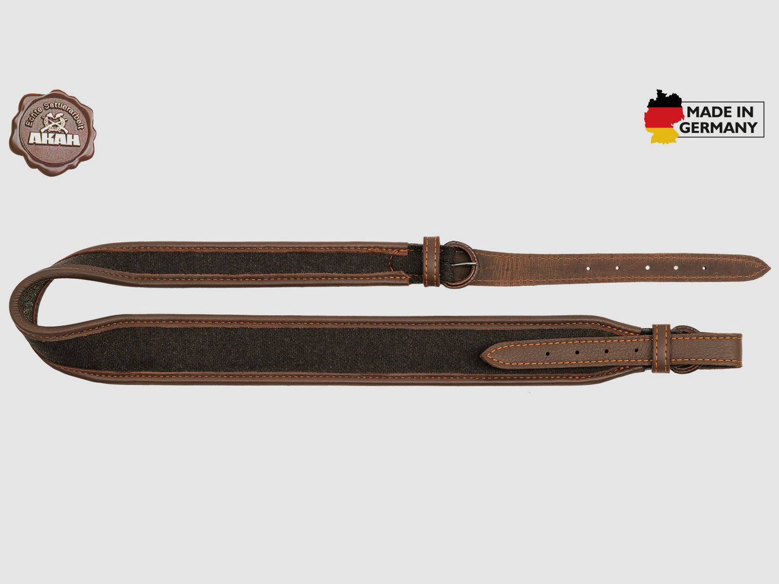 AKAH Gewehrriemen Elchleder & Loden mit Kork-Unterlage