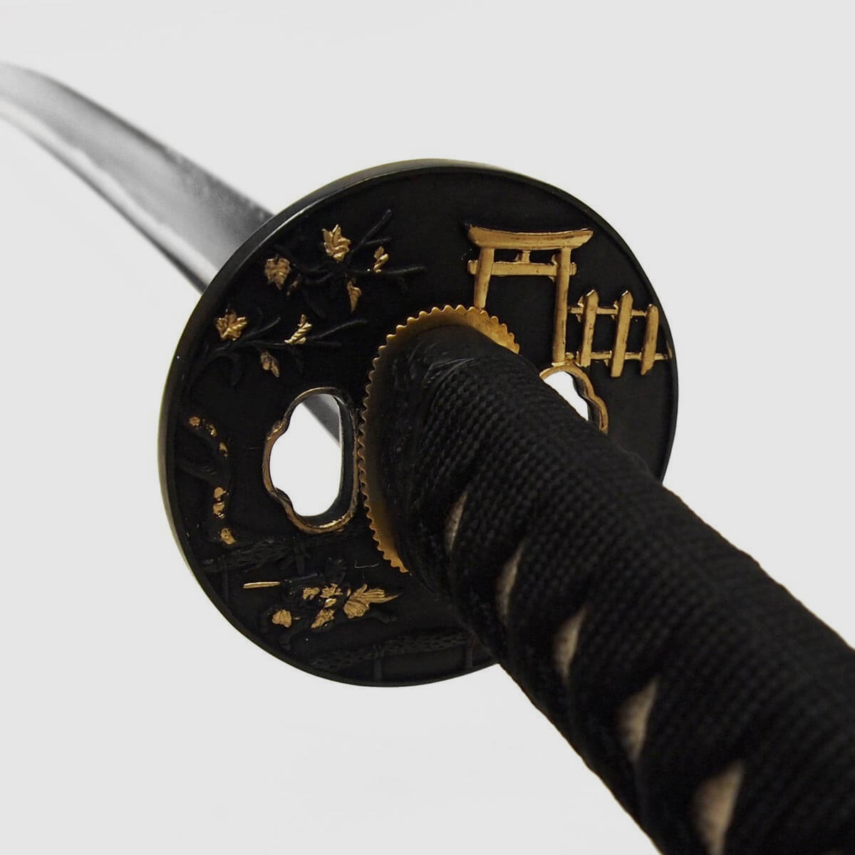 DerShogun Schwarzes Katana Samuraischwert - Damaszener Stahl
