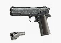 ME 1911 Model Sport, kal. 9 mm P. A. Knall, wygląd antyczny, drewniana rękojeść