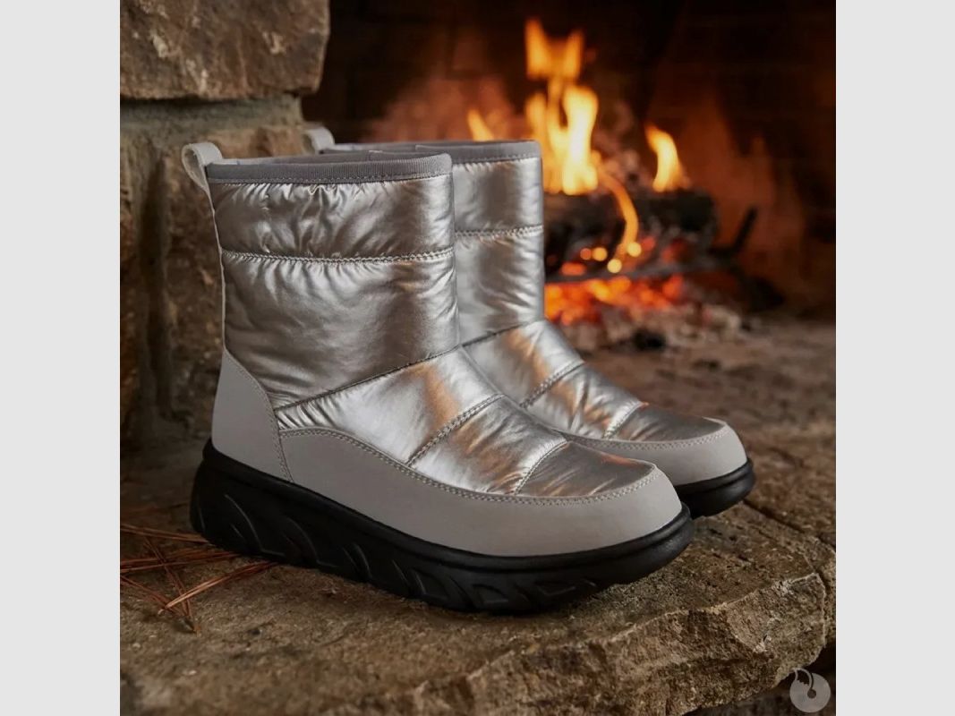 Damen gefütterte Stiefeletten grau silber - 36 bis 41, Bild 4 von 7