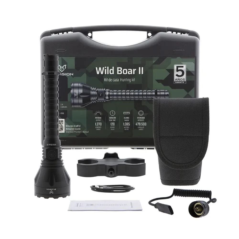 Linterna LED WILD BOAR II 1.350 lum con kit de caza B-Vision