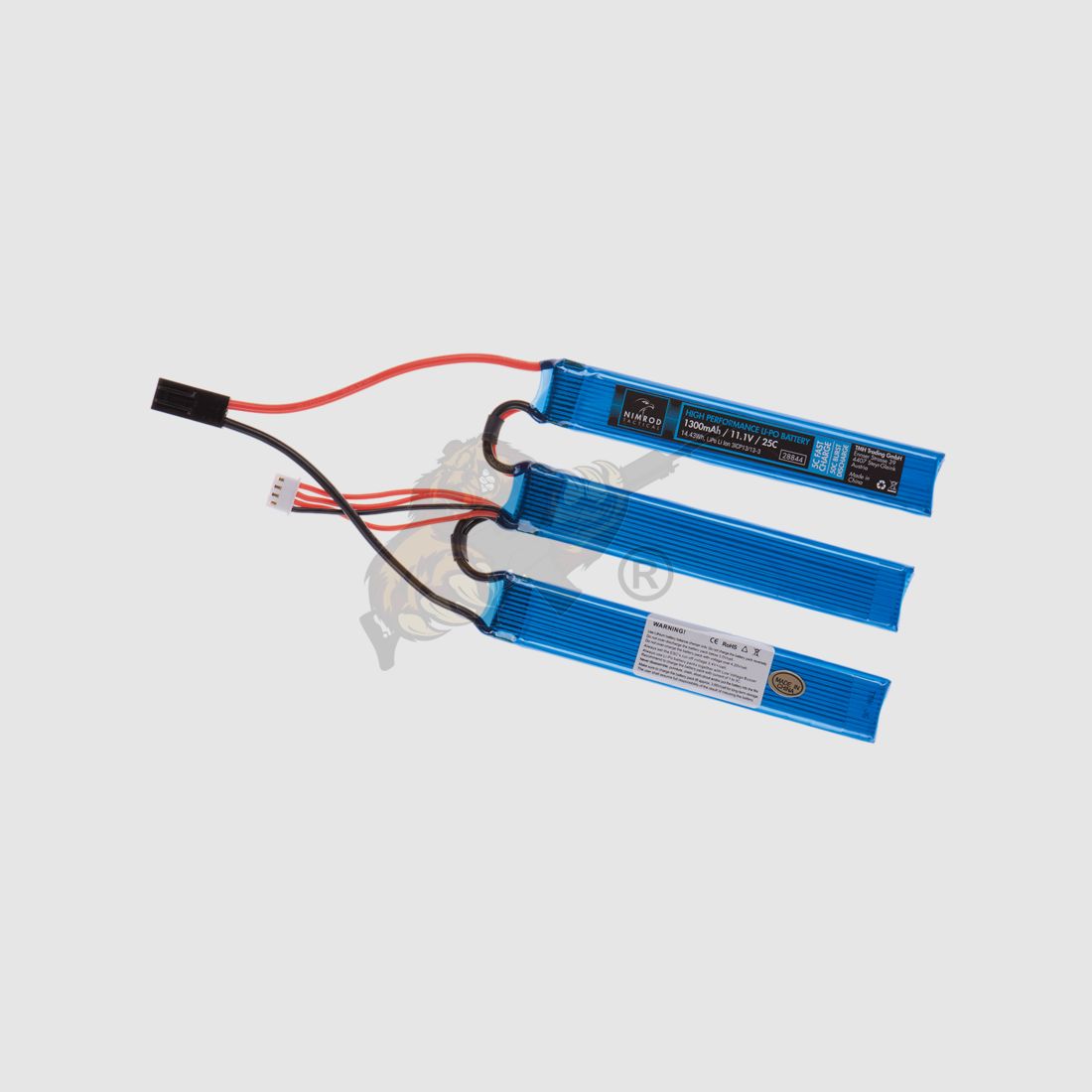 Nimrod Airsoft LiPo Akku 11.1V 1300mAh, 25C dreiteilig - Mini Tamiya