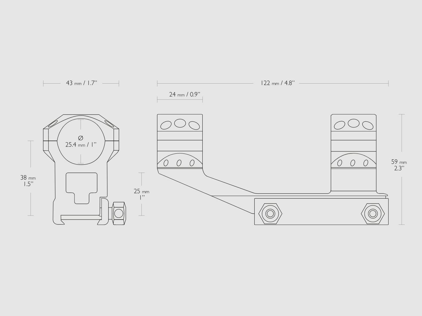 Hawke 24130 Taktische Versatz Ringmontage Mount 1" Weaver Hoch 1 Stück