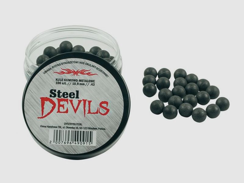 RAM Steel Devils Gummi-Stahl-Kugeln Kal. .43 Packung mit 100 Stück